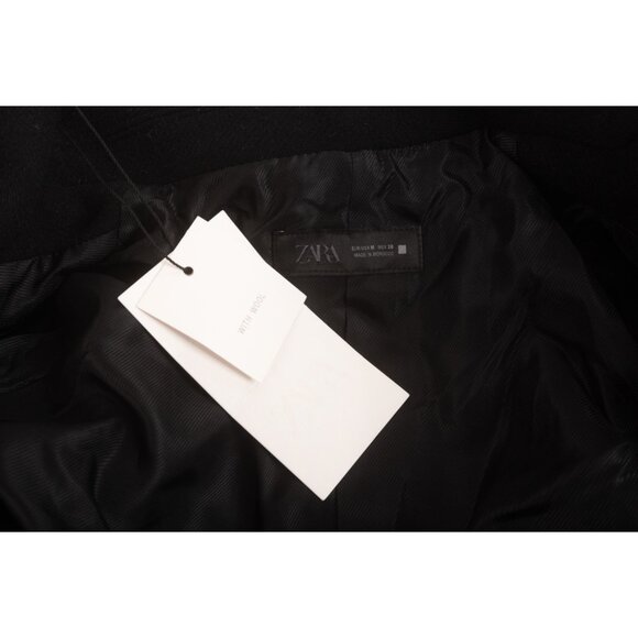 Zara Womens Coat Jacket Wool double breasted Long Black M Medium 2443/826 NWT - Picture 6 of 6